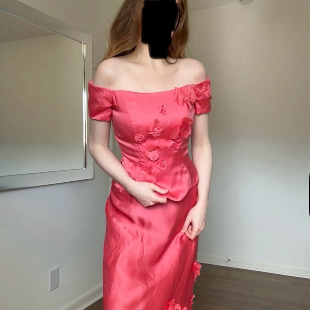 Vintage hot pink 100% silk set - Picture 3 of 6